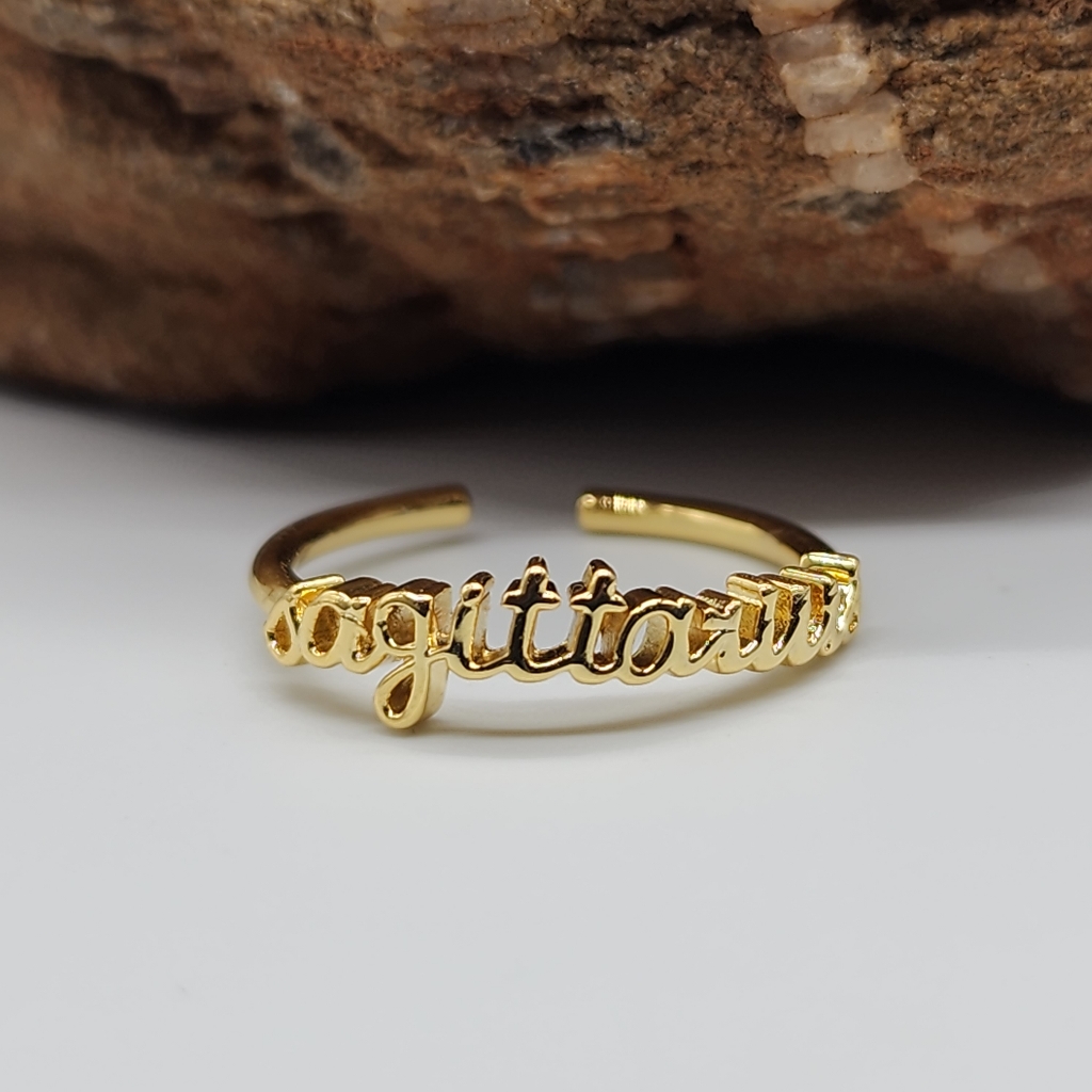 14k Gold Plated Jewelry Sagittarius Ring One Size Adjustable Horoscope Zodiac